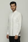 Buy_Abraham & Thakore_Ivory Twill Pleated Button Down Shirt _Online_at_Aza_Fashions