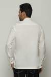 Shop_Abraham & Thakore_Ivory Twill Pleated Button Down Shirt _at_Aza_Fashions