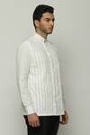 Shop_Abraham & Thakore_Ivory Twill Pleated Button Down Shirt _Online_at_Aza_Fashions