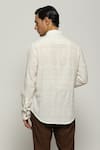 Shop_Abraham & Thakore_Ivory Handloom Cotton Geometric Stitch Embroidered Shirt  _at_Aza_Fashions