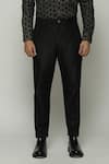 Abraham & Thakore_Black Silk Embroidered Stitch Tonal Trapunto Straight Trouser  _at_Aza_Fashions