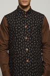 Shop_Abraham & Thakore_Black Cotton Embroidery Ant Bundi _Online_at_Aza_Fashions