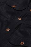 Shop_Abraham & Thakore_Black Silk Stripe Texture Tonal Trupanto Stitch Line Jacket _Online_at_Aza_Fashions