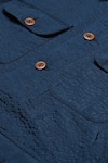 Shop_Abraham & Thakore_Blue Silk Stripe Texture Tonal Trupanto Stitch Line Jacket _Online_at_Aza_Fashions