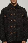 Shop_Abraham & Thakore_Black Cotton Embroidery Ants Jacket _Online_at_Aza_Fashions