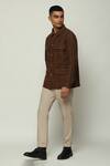 Buy_Abraham & Thakore_Brown Cotton Embroidery Car Mania Jacket _Online_at_Aza_Fashions
