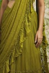 Shop_Alaya Advani_Green Chinon Hand Embroidered Tiered Lehenga Saree And Blouse Set For Women_Online_at_Aza_Fashions