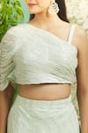 Buy_Alaya Advani_Green Organza Hand Embroidered Thread And Sequin Work Layered Lehenga Set_Online_at_Aza_Fashions