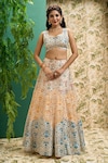 Shop_Alaya Advani_Multi Color Chanderi Silk Printed And Embroidered Floral Panelled Lehenga Set_Online_at_Aza_Fashions