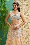 Buy_Alaya Advani_Multi Color Chanderi Silk Printed And Embroidered Floral Panelled Lehenga Set