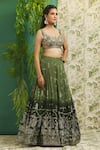 Buy_Alaya Advani_Green Georgette Printed And Embroidered Bandhani Sweetheart Ombre Lehenga Set _Online_at_Aza_Fashions