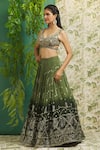 Shop_Alaya Advani_Green Georgette Printed And Embroidered Bandhani Sweetheart Ombre Lehenga Set _Online_at_Aza_Fashions