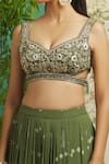 Shop_Alaya Advani_Green Georgette Printed And Embroidered Bandhani Sweetheart Ombre Lehenga Set 