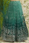 Alaya Advani_Green Georgette Printed And Embroidered Bandhani Pleated Lehenga Set For Women_at_Aza_Fashions