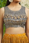Buy_Alaya Advani_Blue Lehenga Banarasi Chinon Printed And Embroidered Ogee Pattern Blouse Set_Online_at_Aza_Fashions