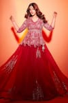 Buy_Osaa by Adarsh_Pink Organza Embroidery Zardozi V Neck Dori Top And Lehenga Set For Women_at_Aza_Fashions