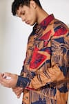 KoAi_Brown Mushroom Twill Floral Pattern Casual Shirt_at_Aza_Fashions