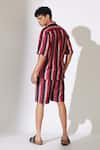 Buy_KoAi_Red Heavy Cotton Silk Striped Shorts _Online_at_Aza_Fashions