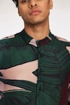 Shop_Koai_Green Cotton, Silk Leaf Pattern Button Down Shirt _Online_at_Aza_Fashions