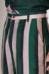 Buy_KoAi_Green Heavy Cotton Silk Stripe Pattern Shorts _Online_at_Aza_Fashions