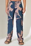 KoAi_Orange Muslin Cotton Silk Floral Leaf Pattern Pant _Online_at_Aza_Fashions