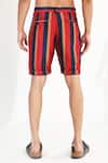 Shop_KoAi_Red Heavy Cotton Silk Striped Shorts _Online_at_Aza_Fashions