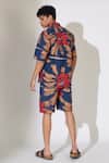 Shop_Koai_Blue Poplin, Cotton Embroidery Flower Pattern Shirt _at_Aza_Fashions