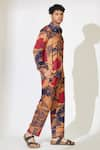 KoAi_Beige Mushroom Twill Floral Flower Pattern Pant _Online_at_Aza_Fashions