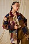 Cord Multi Color Cotton Collared Archive Patchwork Embroidered Jacket at Aza Fashions Cord_Multi Color Cotton Collared Archive Patchwork Embroidered Jacket_at_Aza_Fashions