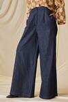 Cord_Blue Denim Plain Lounge Flared Pant _Online_at_Aza_Fashions