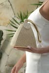 Pine and Drew_Gold Rhinestones Claire Embellished Pyramid Bag _Online_at_Aza_Fashions