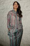 Buy_Ayaka_Blue Viscose Tabby Stripe Floral Gwen Pattern Full Sleeve Shirt _Online_at_Aza_Fashions