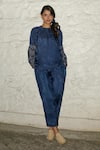 Buy_Ayaka_Blue Viscose Tabby Solid Carly Pant  _at_Aza_Fashions