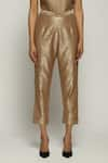 Shop_Abraham & Thakore_Gold Brocade Woven Circle Pattern Straight Pant  _at_Aza_Fashions