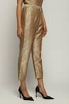 Abraham & Thakore_Gold Brocade Woven Circle Pattern Straight Pant  _Online_at_Aza_Fashions