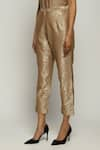 Buy_Abraham & Thakore_Gold Brocade Woven Circle Pattern Straight Pant  _Online_at_Aza_Fashions