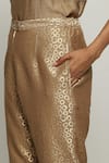 Shop_Abraham & Thakore_Gold Brocade Woven Circle Pattern Straight Pant  _Online_at_Aza_Fashions