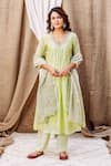 Buy_Missprint_Green Kurta And Dupatta Chanderi Embroidered Sequin V Ayesha Anarkali Pant Set _at_Aza_Fashions