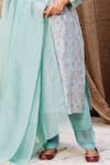 Missprint_Green Kurta Chanderi Printed Floral Round Pant Set _Online_at_Aza_Fashions