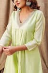 Buy_Missprint_Green Pant Cotton Embroidery Dori V Neck Ayesha Anarkali And Set _Online_at_Aza_Fashions