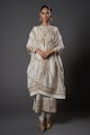 Buy_Rohit Bal_Ivory Chanderi Silk Embroidered Zari Round Neck Vintage Kurta Set _at_Aza_Fashions