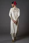 Buy_Rohit Bal_Ivory Chanderi Silk Embroidered Zari Round Neck Vintage Kurta Set _Online_at_Aza_Fashions