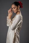 Shop_Rohit Bal_Ivory Chanderi Silk Embroidered Zari Round Neck Vintage Kurta Set _Online_at_Aza_Fashions