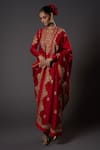 Buy_Rohit Bal_Red Chanderi Silk Embroidered Zari Round Neck Floral Kurta Set _Online_at_Aza_Fashions