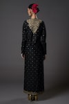 Shop_Rohit Bal_Black Chanderi Silk Embroidered Zari Keyhole Round Floral Pattern Kurta Set _at_Aza_Fashions