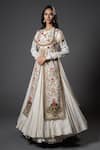 Buy_Rohit Bal_Ivory Chanderi Silk Embroidery Mughal Bloom Round Split Anarkali Set _at_Aza_Fashions