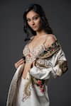 Rohit Bal_Ivory Chanderi Silk Embroidered Resham Jacket Shawl Collar Work Pant Set _Online_at_Aza_Fashions