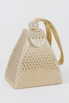 Buy_Pine and Drew_Gold Rhinestones Claire Embellished Pyramid Bag _at_Aza_Fashions