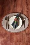 Shop_Tann-ED_Grey Leather Woven Bordered 2 Pcs Placemat Set_at_Aza_Fashions