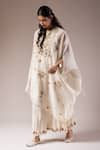 Buy_PRAMA BY PRATIMA PANDEY_Ivory Silk Chanderi Embroidery Parsi Phulkari Kurta With Inner Dress  _at_Aza_Fashions